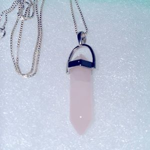 Boho Rose Quartz Sterling Silver 16” Necklace